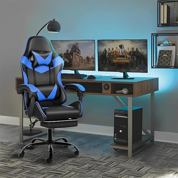 Unbranded Polyester Seat Reclining Ergonomic Gaming Chair, Foldable Gaming Floor Rocker Chair with Onboard Speakers in Black