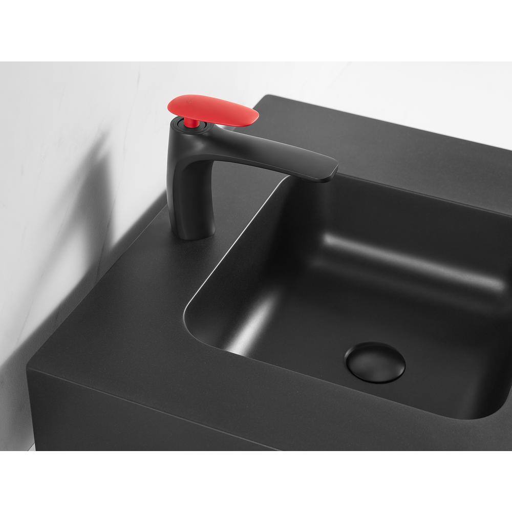 Matte Black Granite Wall-Mount Square Bathroom Sink