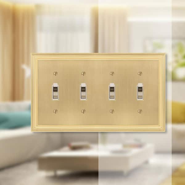 Hallcrest 4 Gang Toggle Metal Wall Plate - Satin Brass