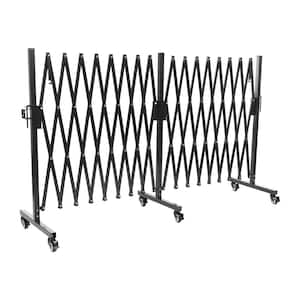 Black 212.6 in. x 40 in. Metal Garden Fence Safety Barrier Portable Fence Gate with Wheels