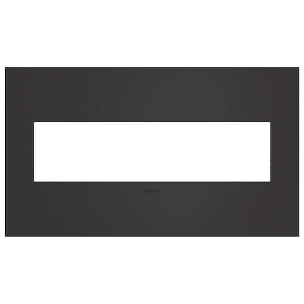 adorne 4 Gang Decorator/Rocker Wall Plate, Satin Black (1-Pack)