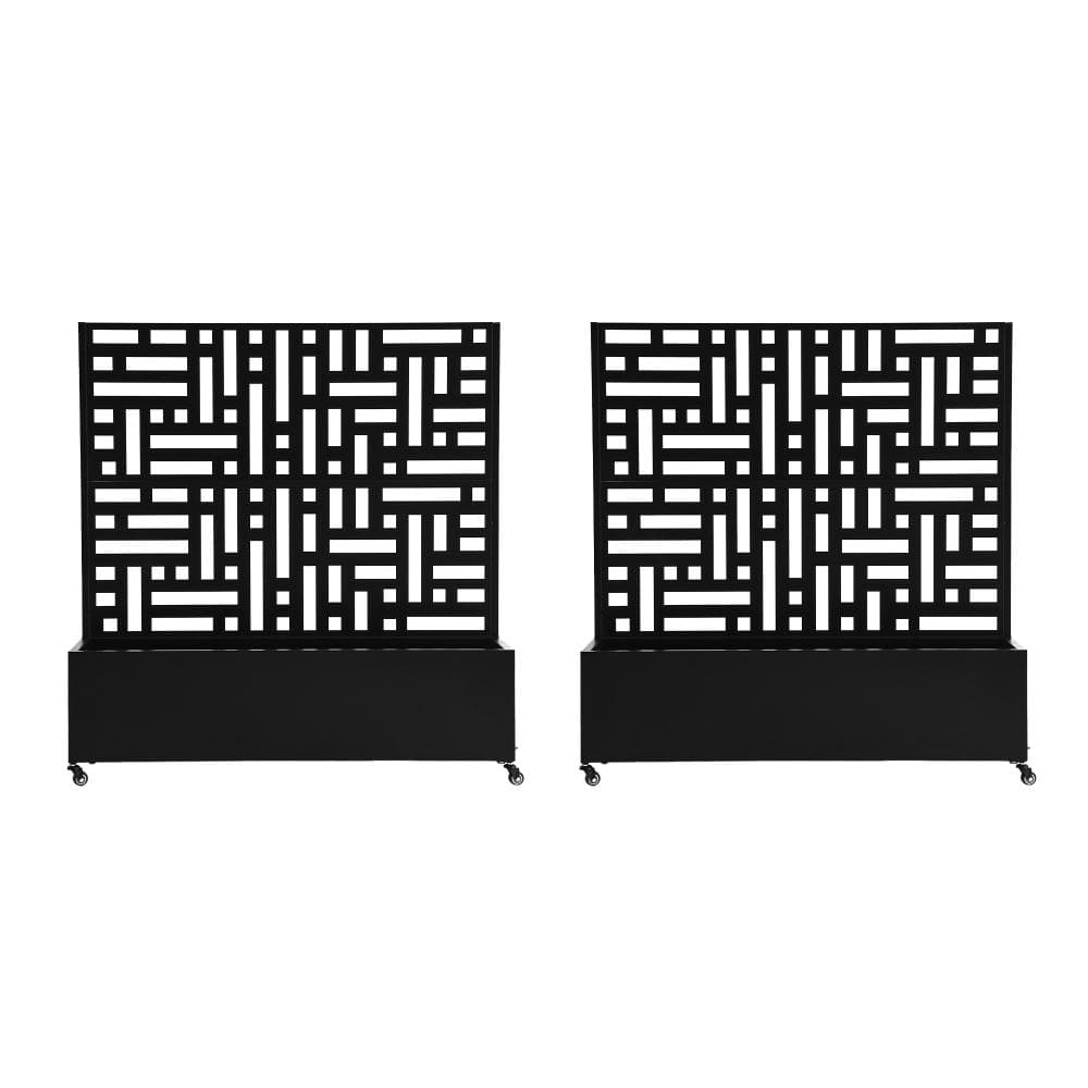 47.2 in. H × 47.2 in. W Black Privacy Metal Garden Fence Screen Panels with Planter Box and Lockable Wheels（2-Pack） price history on PriceWatchPro