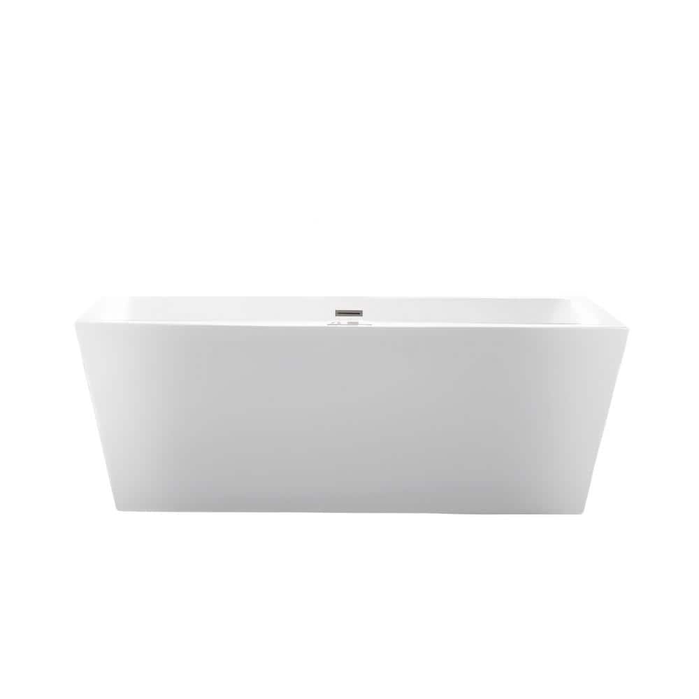 Elena 59" White Acrylic Freestanding Soaking Bathtub