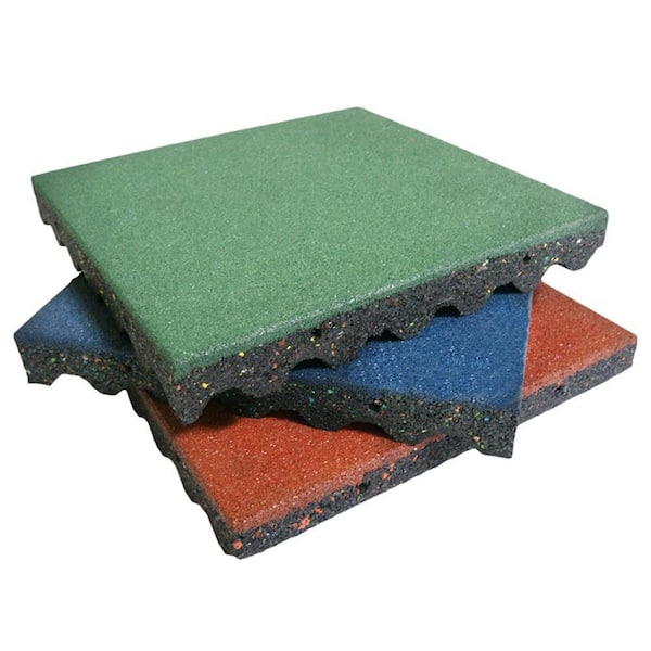 Rubber-Cal Eco-Safety 2.5 in. x 19.5 in. W x 19.5 in. L Blue Interlocking Rubber Flooring Tiles (21.12 sq. ft.)(8PK)
