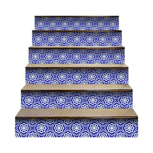 HomeRoots Blue/White 4 in. x 4 in. Vinyl Peel and Stick Removable Tile Stickers (2.64 sq. ft./Pack)