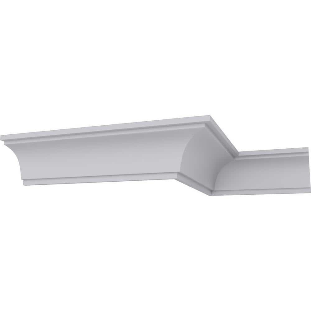 Classic Smooth White Polyurethane Crown Moulding, 94.5" Length