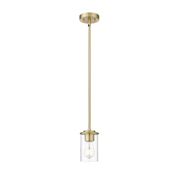 Unbranded Thayer 4.75 in. 1-Light Luxe Gold Shaded Pendant Light with Clear Glass Shade, No Bulbs Included