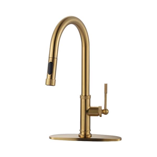 ARCORA Single Handle Pull Down Sprayer Kitchen Faucet with Spray, Pull Out Spray in Brass
