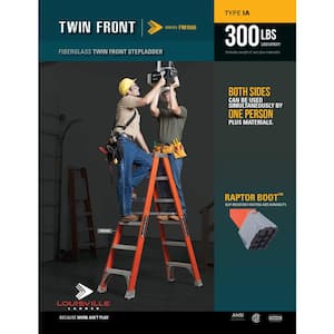 4 ft. Fiberglass Twin Step Ladder with 300 lbs. Load Capacity Type IA Duty Rating