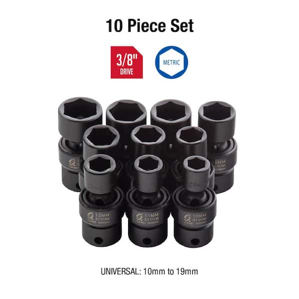 3/8 in. Drive Universal Impact Socket Set (10-Piece)