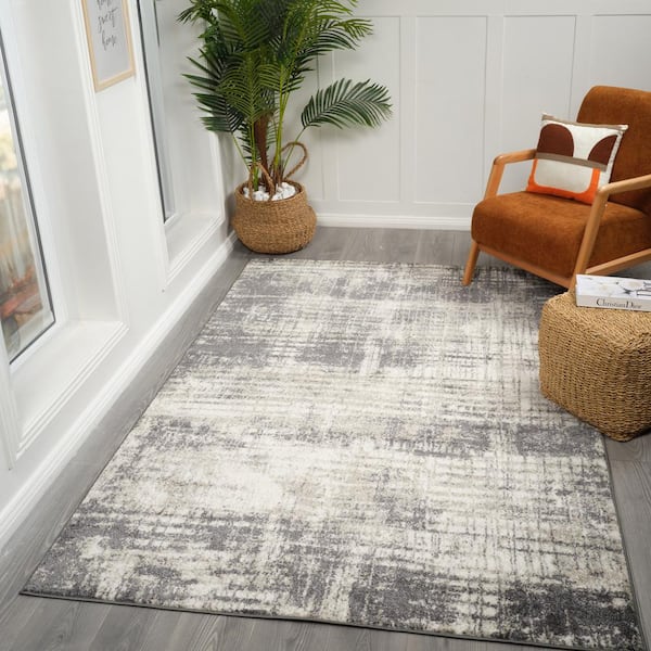 Clifton 5 x 8 Gray Abstract Pattern Area Rug for High Traffic Living Room Dining Room Bedroom