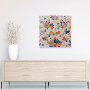 Folklorica Giclee Printed on Hand Finished Ash Wood Abstract Flower Wooden Wall Art