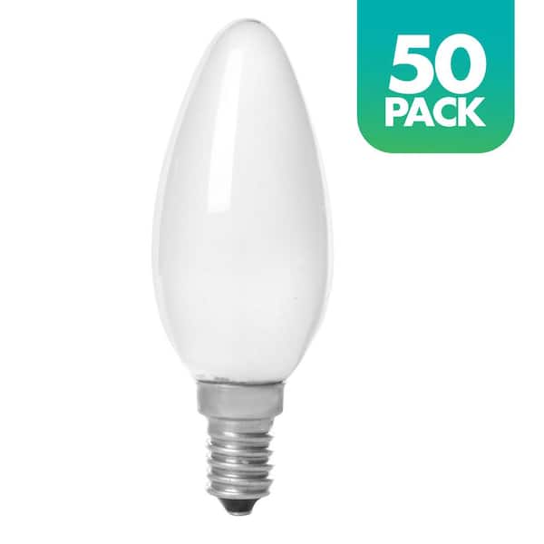 Etna kun langsom Simply Conserve 40W Equivalent Soft White 2700K Candelabra Dimmable  25,000-Hour Frosted LED Light Bulb (50-Pack) L05CDL2700KF - The Home Depot