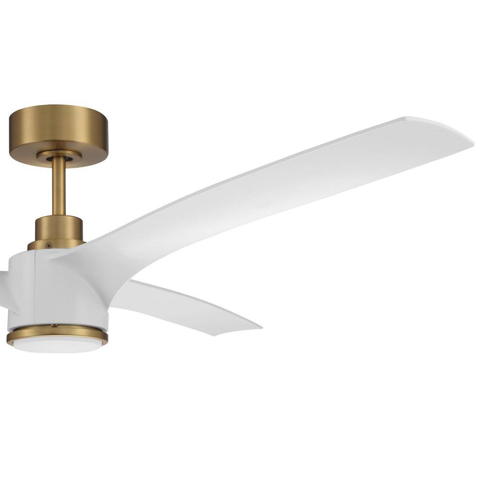 60'' Satin Brass and White Smart Ceiling Fan with LED Light