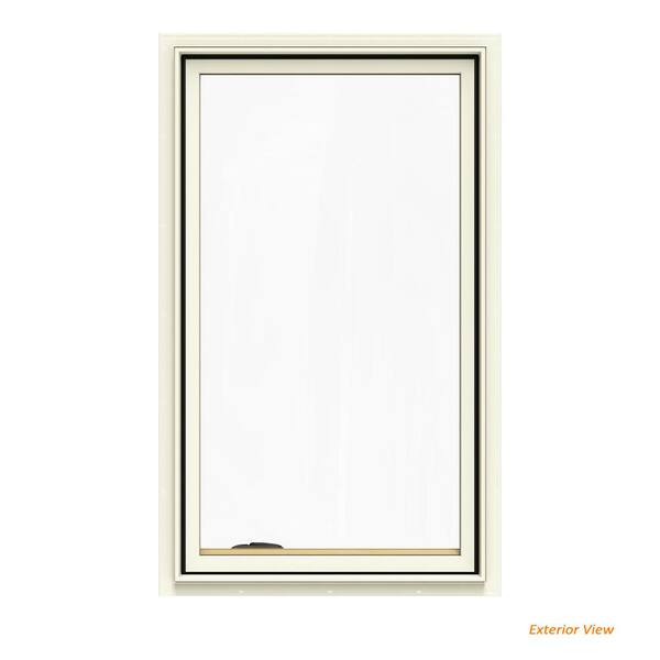 JELD-WEN 28.75 in. x 48.75 in. W-2500 Series Cream Painted Clad Wood Left-Handed Casement Window with BetterVue Mesh Screen