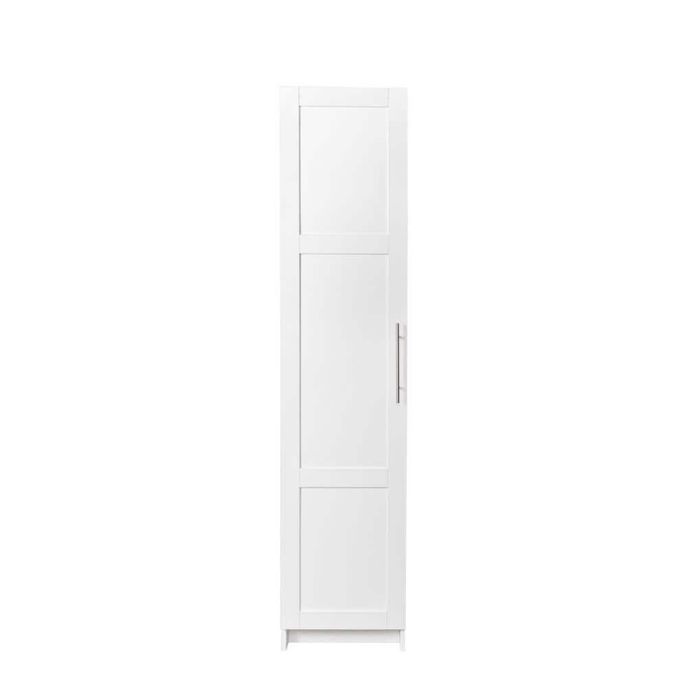 15.75 in. W x 15.75 in. D x 70.87 in. H Modern White Wood Linen with Door and Adjustable