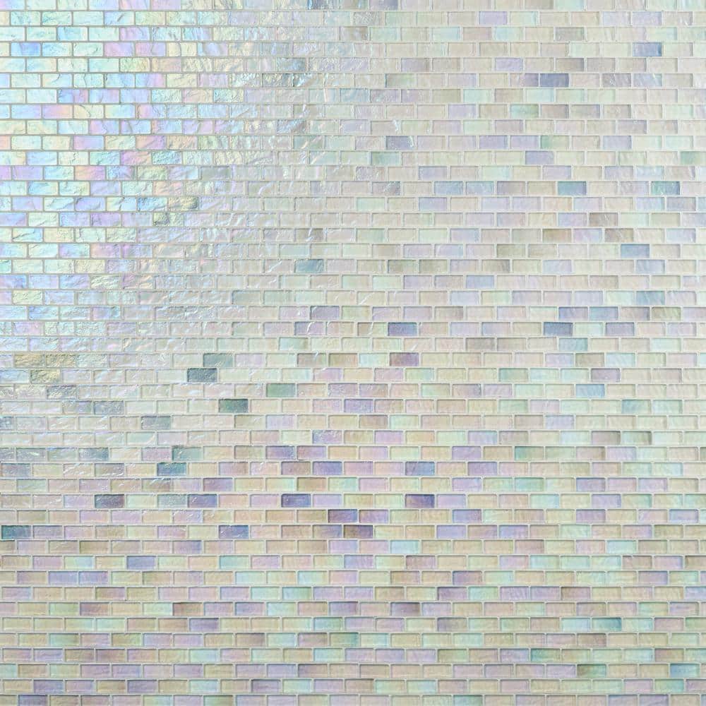 Shallows Iridescent White Glass Mosaic Wall Tile