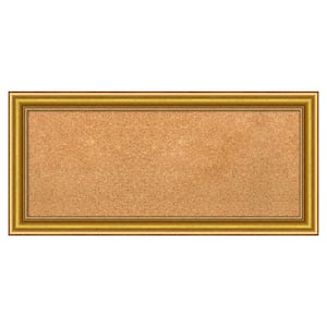 Townhouse Gold Wood Framed Natural Corkboard 34 in. x 16 in. bulletin Board Memo Board