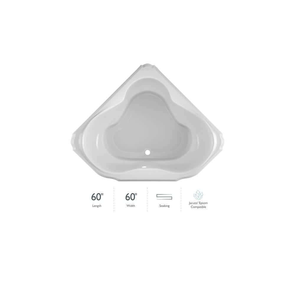 Marineo 60" White Acrylic Corner Drop-in Soaking Bathtub