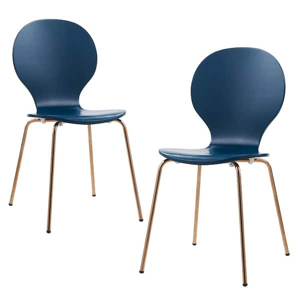 Teamson Home Contorno Bentwood Set of 2 Chairs, Blue/ Rose Gold