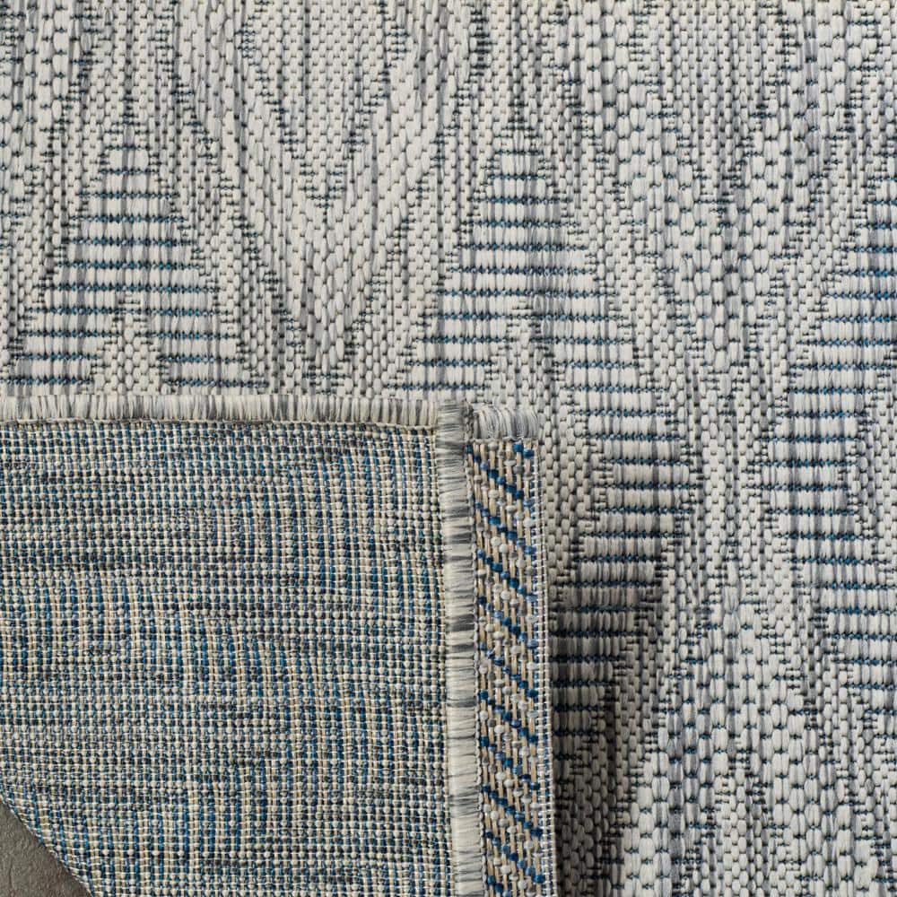 Gray Geometric Low Pile Square Indoor/Outdoor Area Rug