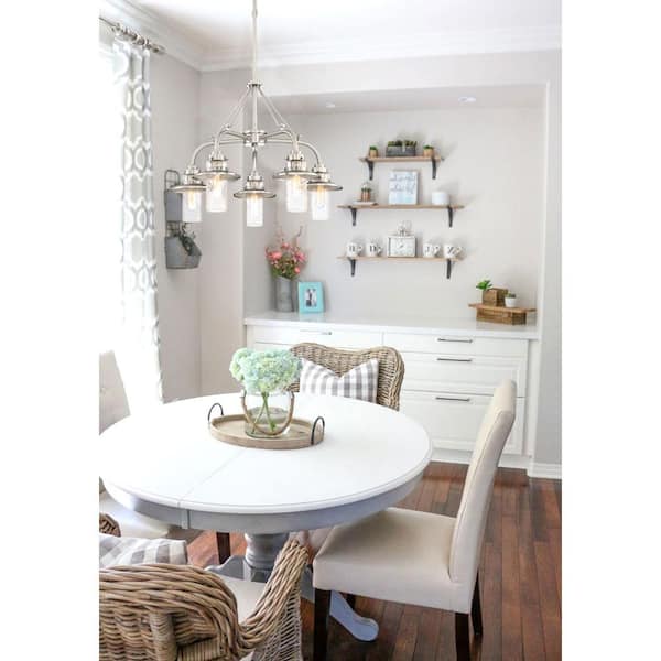 Dover 5-Light Satin Platinum Farmhouse Classic Chandelier for Dining Areas with No Bulbs Included