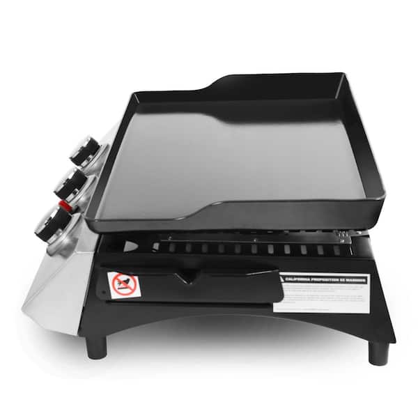 Royal Gourmet Portable Gas Grill 3-Burner Tabletop Griddle Outdoor BBQ  Camping