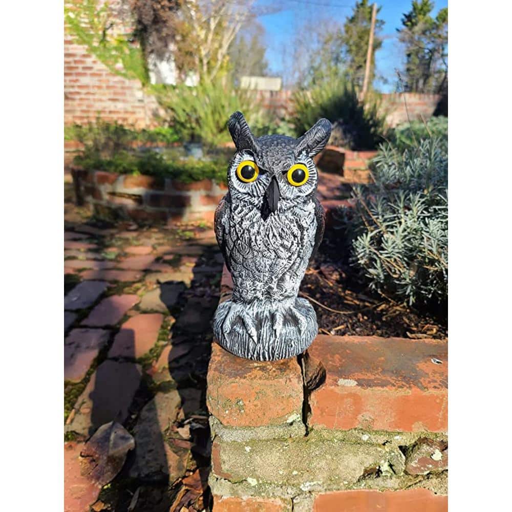 Gray and Brown 10-Inch Pole Mounted Baby Owl Scarecrow Decoy, 2-Pack