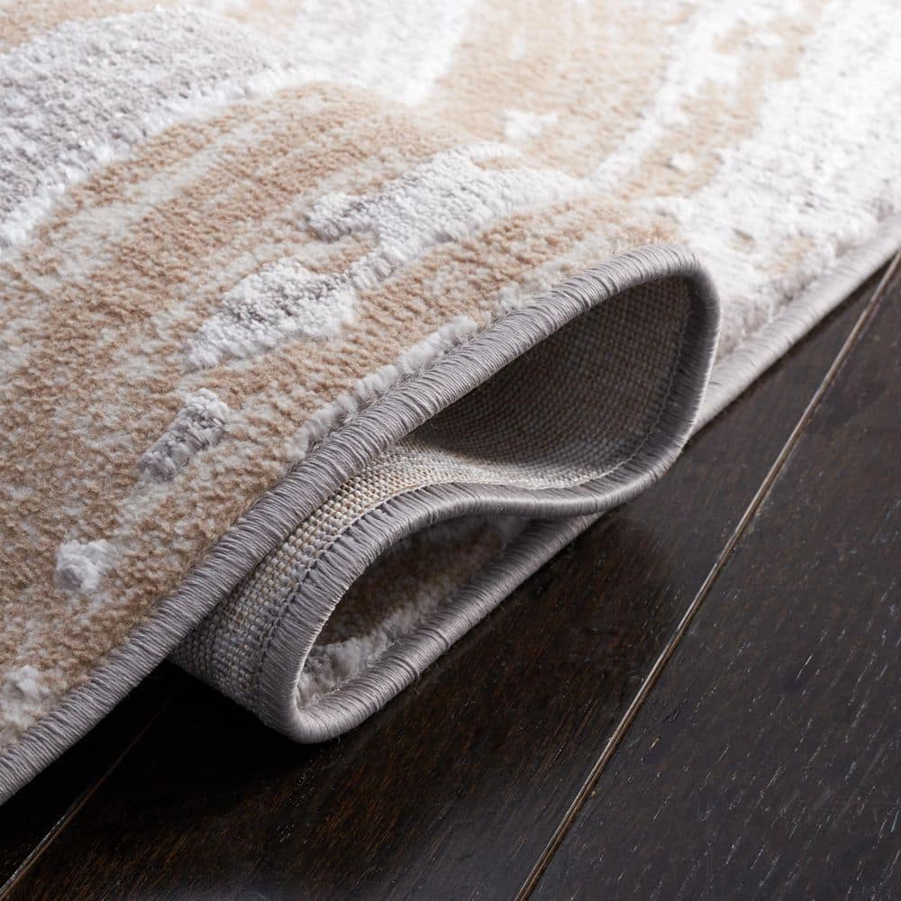 Amelia 8' x 10' Gray Beige Hand-knotted Synthetic Area Rug