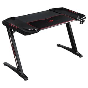 Ardsley 50.5 in. Rectangular Black Gaming Computer Desk with LED Lighting and USB Ports
