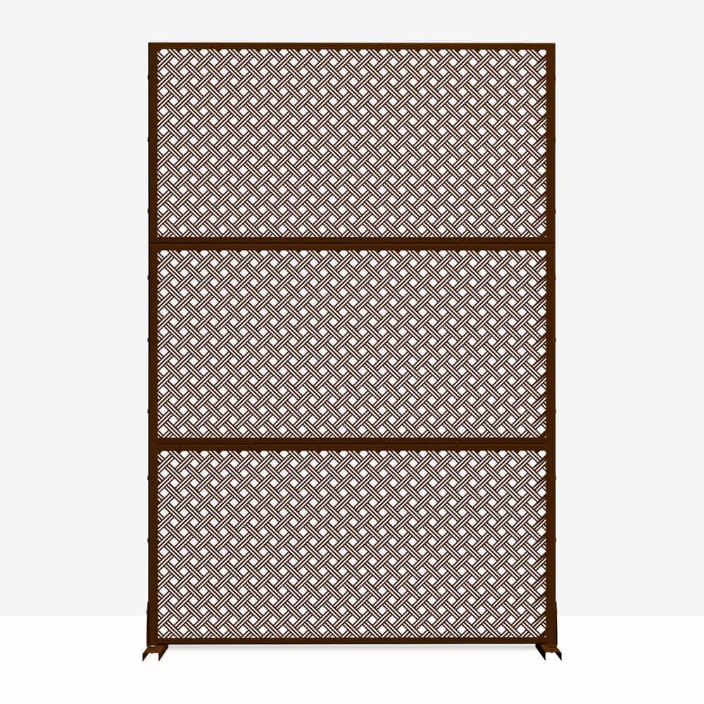 72 in. x 47 in. Outdoor Galvanized Metal Decorative Garden Fence in Woven Pattern in Brown price history on PriceWatchPro