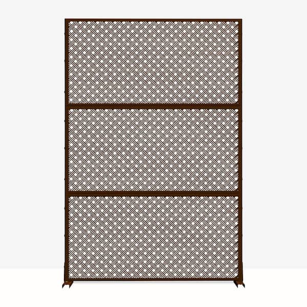 PexFix 72 in. x 47 in. Outdoor Galvanized Metal Woven Pattern Privacy Screen Garden Fence in Brown