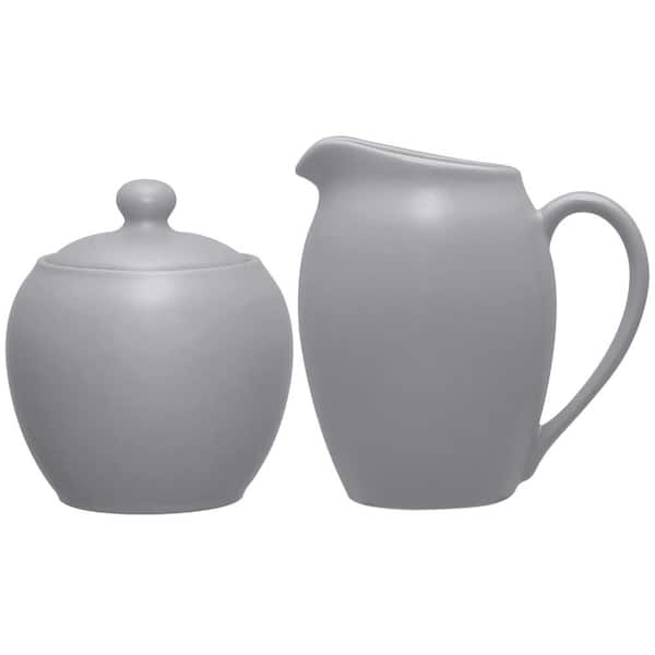 Noritake Color Wave Slate (Gray) Stoneware 13 oz. Sugar and 11 fl. oz. Creamer Set