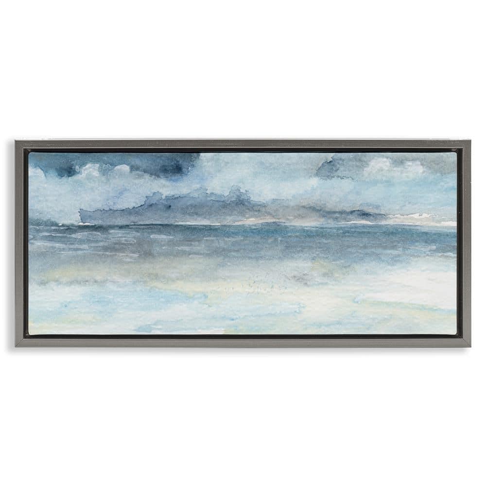 Abstract Cloudy Ocean Waves by Regina Moore Gray Floater Frame Graphic Art Print Coastal 14 in. x 31 in. price history on PriceWatchPro