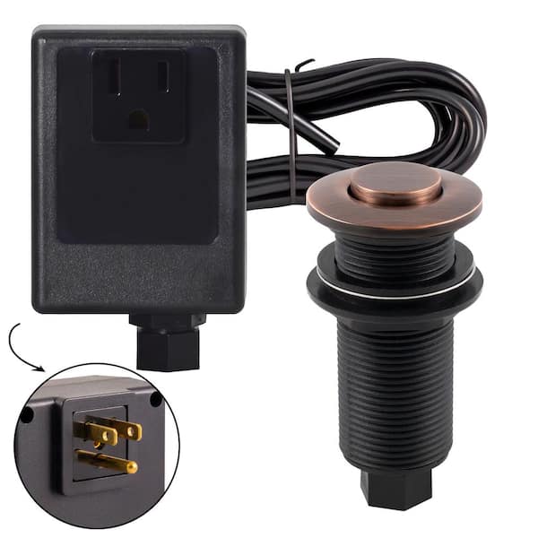 Westbrass Sink Top Waste Disposal Air Switch and Single Outlet Control Box, Flush Button, Antique Copper