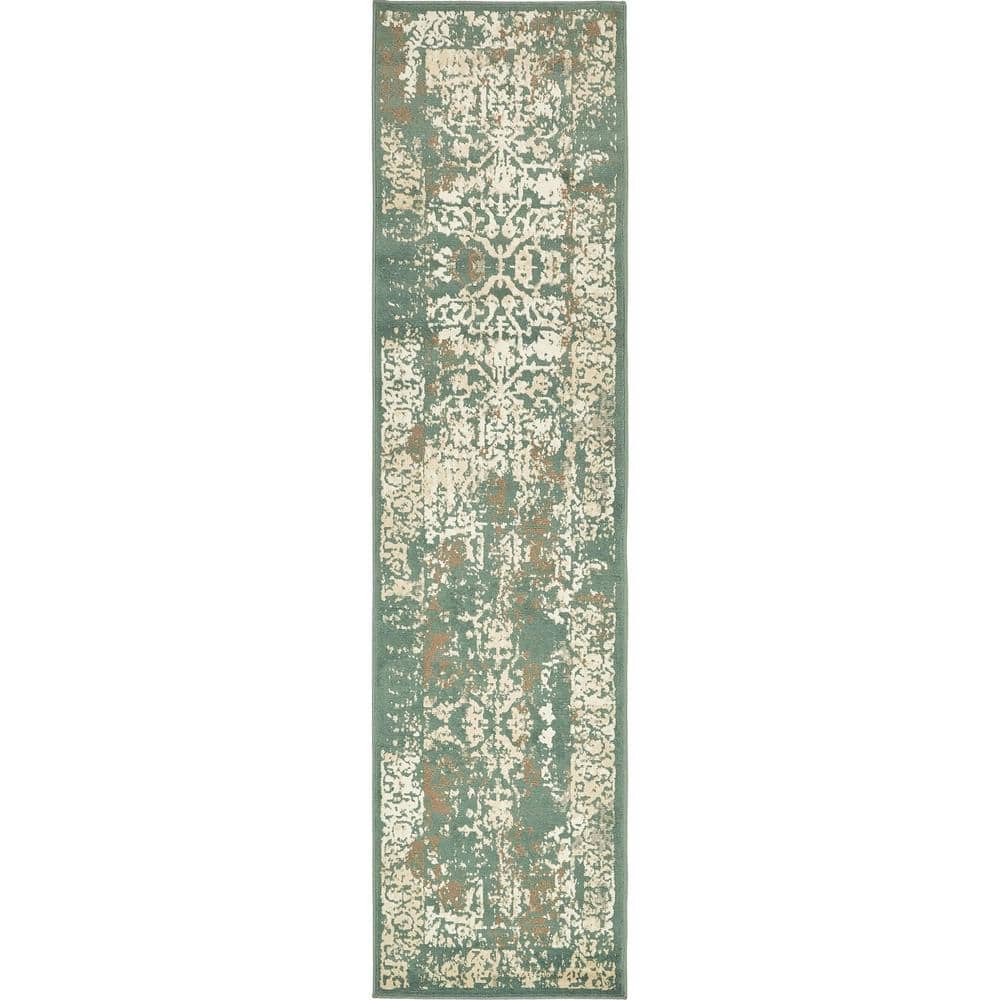 Unique Loom Tuareg Mirage Green 2' 6 X 10' 0 Runner Rug 3138736 - The 