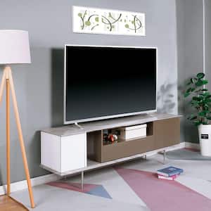 Candella 70.13 in. White, Champagne and Gray TV Stand with 1-Drawer Fits TV's up to 80.6 in.