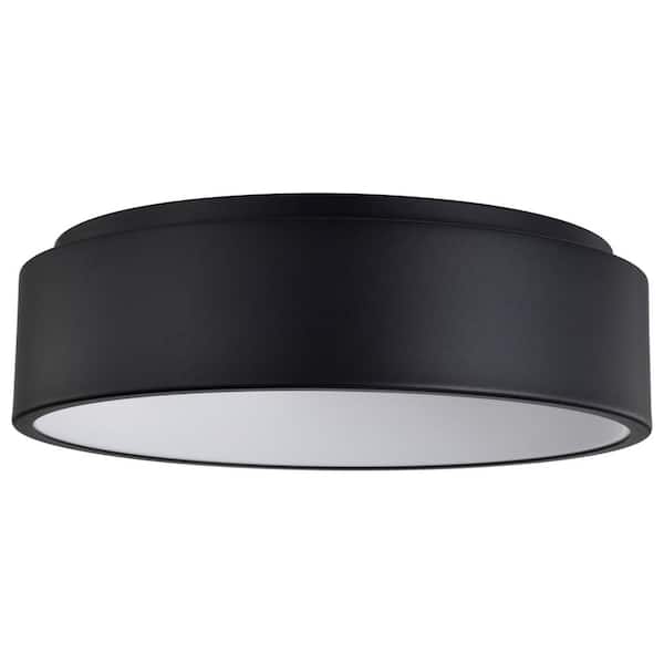 SATCO Orbit 17.75 in. 100-Watt Contemporary Black Integrated LED Flush Mount with White Acrylic Shade
