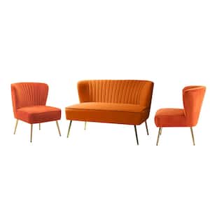 Carmita 3-Piece Orange Living Room Set