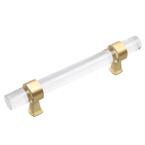 3-3/4 in. Center-to-Center Clear Acrylic Cabinet Drawer Pull with Satin Gold Bases (10-Pack)