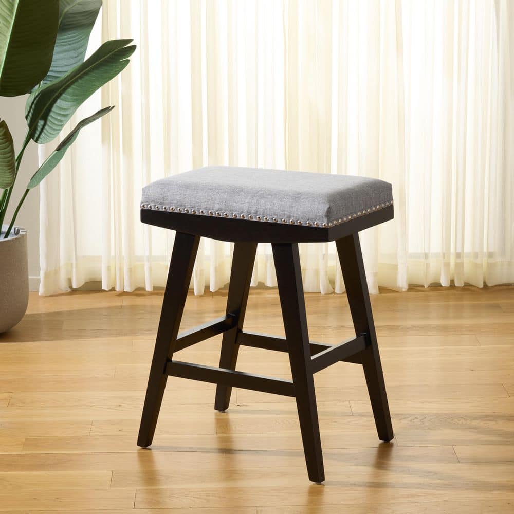 SAFAVIEH Minato 26 in. H Gray/Black Wood Bar Stool BST5601B - The