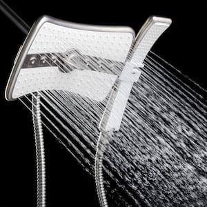 4-spray 9 in. Dual Shower Head and Handheld Shower Head in Titanium Silver