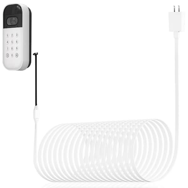 13 ft. Flat Power Cable Adapter for myQ Smart Garage Door Video Keypad Weatherproof Continuous Charging
