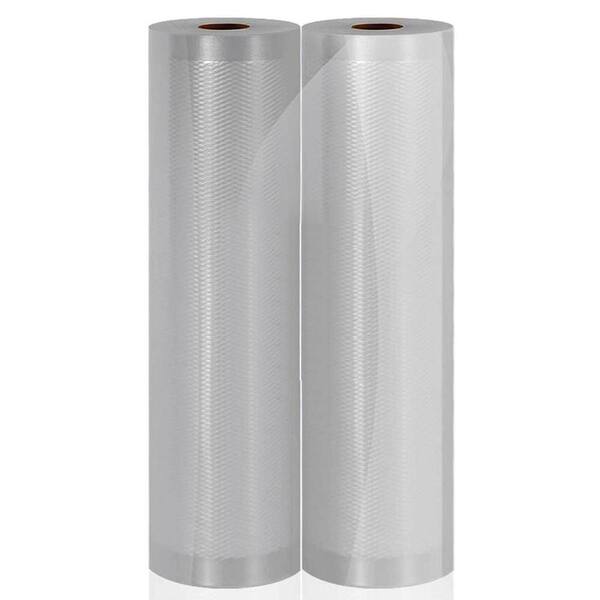 NutriChef Vacuum Sealer Bags Clear Universal Air Vac Sealing Bags (2Rolls, 100 ft. Total