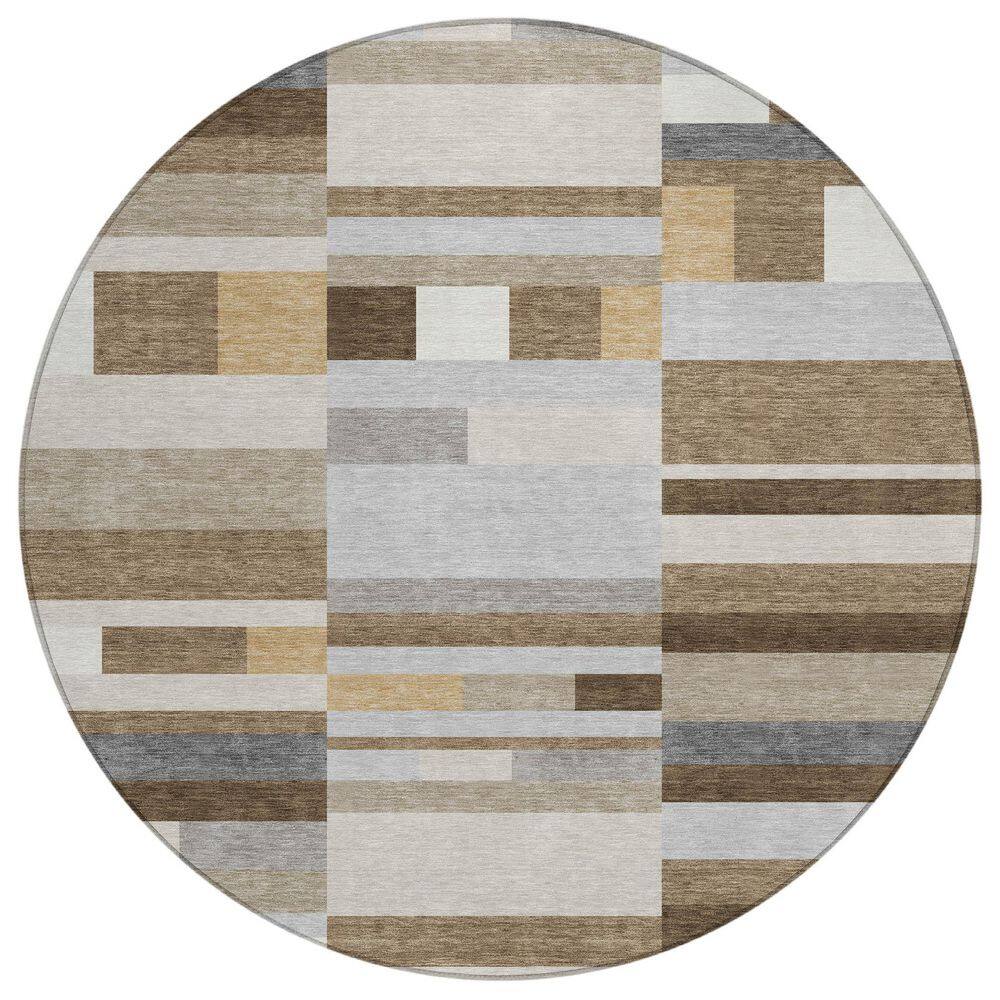 Chantille Machine Washable Indoor/Outdoor Abstract ACN2820 Mocha 8 ft. x 8 ft. Round Rug price history on PriceWatchPro
