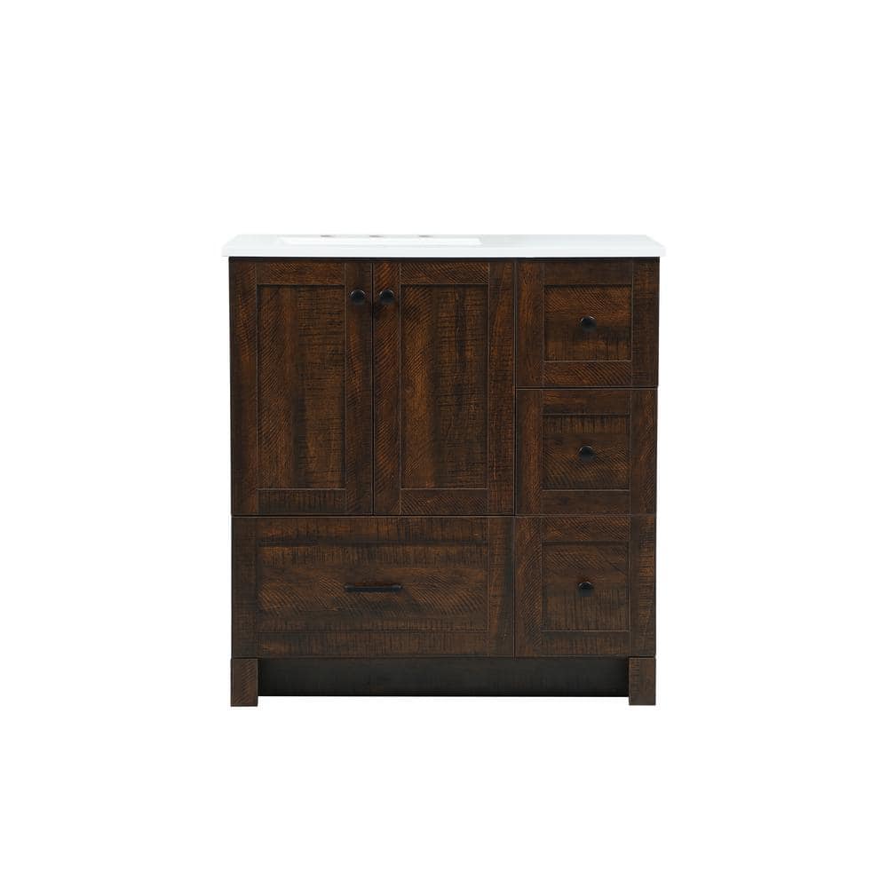 Simply Living 32 in. Single Bathroom Vanity in expresso with Quartz Vanity 