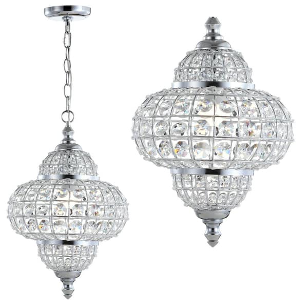 Juliette 12 in. 1-Light Chrome Crystal/Metal LED Chandelier Pendant