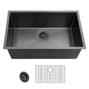 Black Stainless Steel 27 in. 18-Gauge Single Bowl Undermount Kitchen Sink