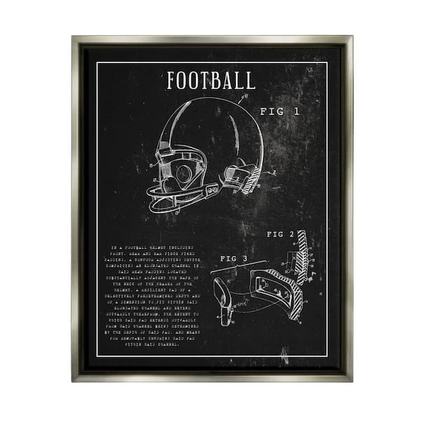 The Stupell Home Decor Collection Football Helmet Sports Chart Retro Figure  by Daphne Polselli Floater Frame Sports Wall Art Print 17 in. x 21 in.  ad-348_ffl_16x20 - The Home Depot