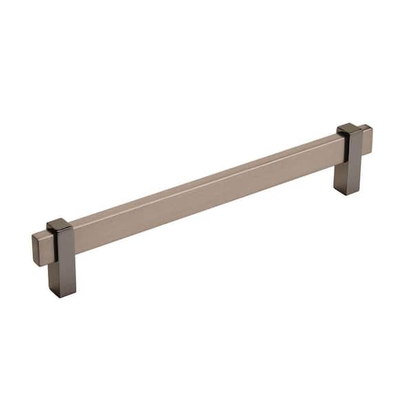 Amerock Mulino 7-9/16 in. (192mm) Modern Black Brushed Nickel/Black Nickel Bar Cabinet Pull